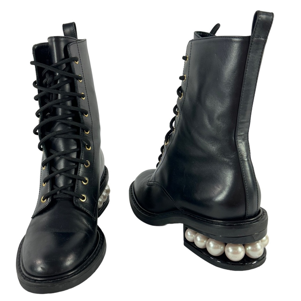 NICHOLAS KIRKWOOD Black Leather Casati Pearl Boots Made in Italy 36.5 - 6.5 US